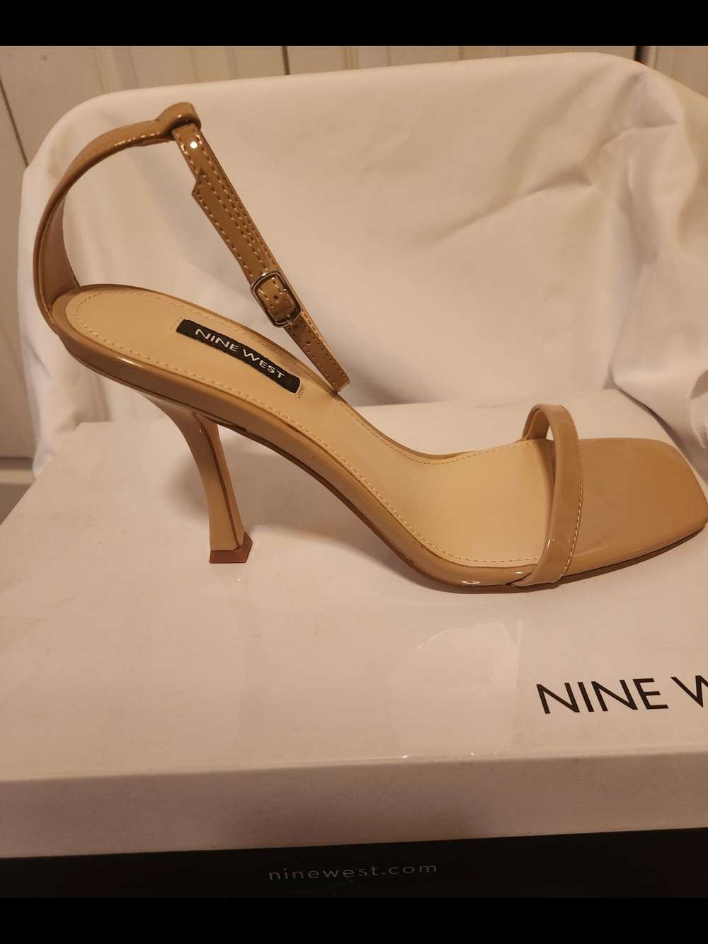Nine West Women's Nude Patent Slingback Heeled Sandals